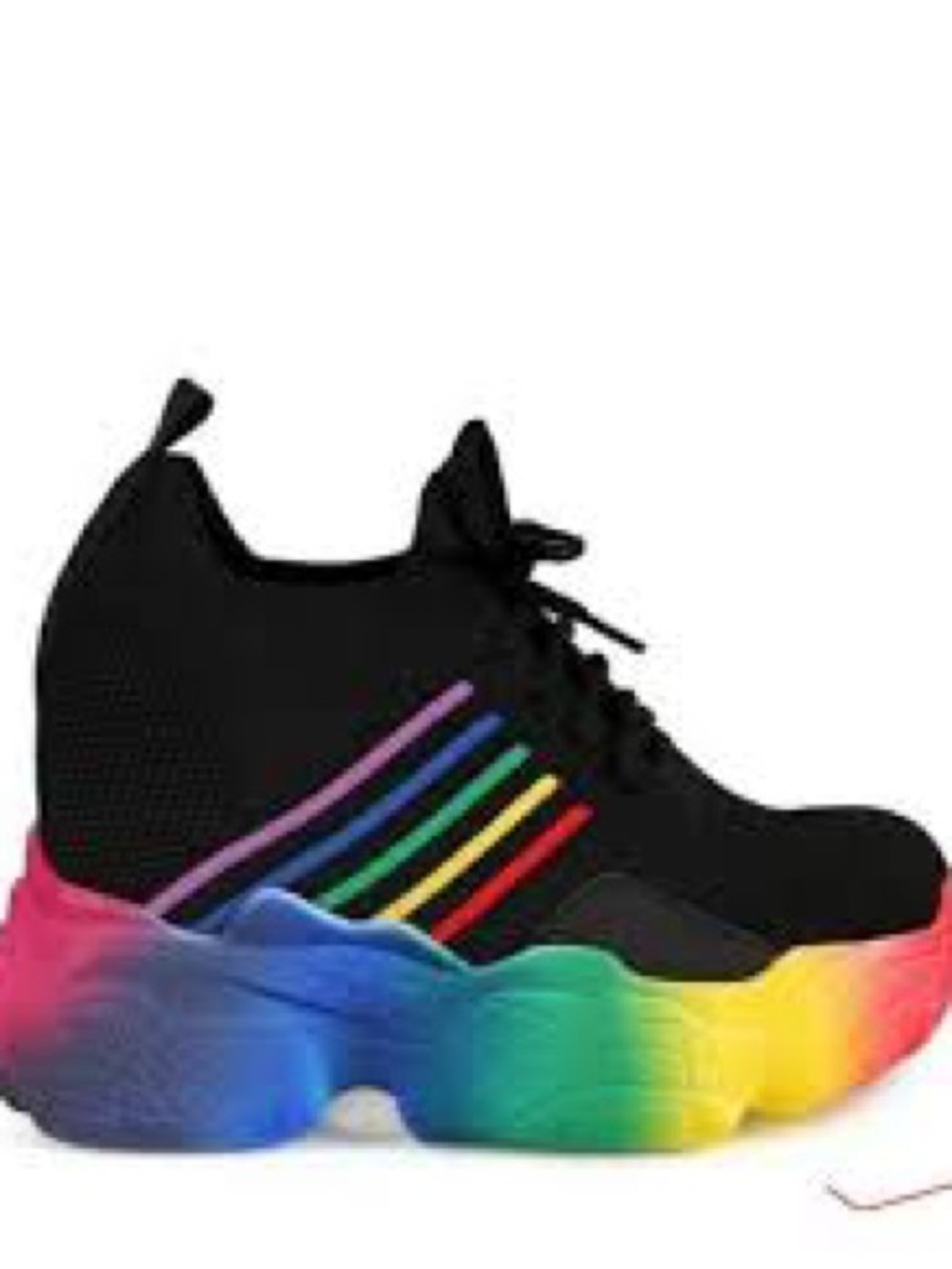 Black Women's Chunky Sneaker with Rainbow Accents